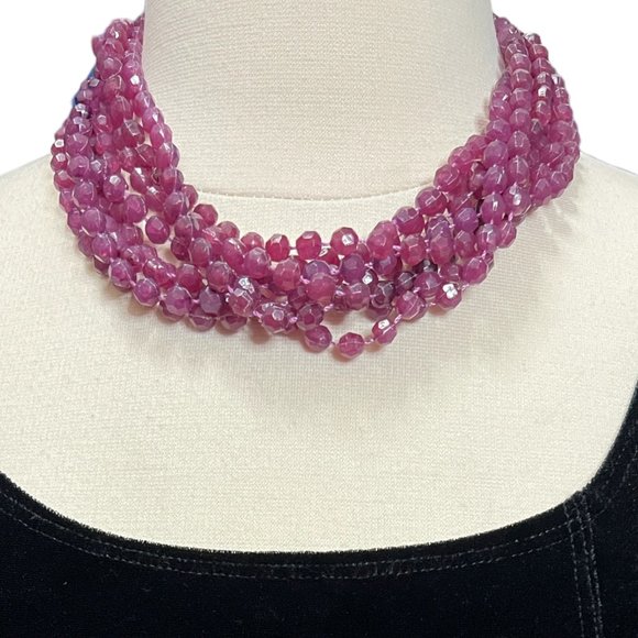 Short purple stranded necklace - Picture 2 of 5